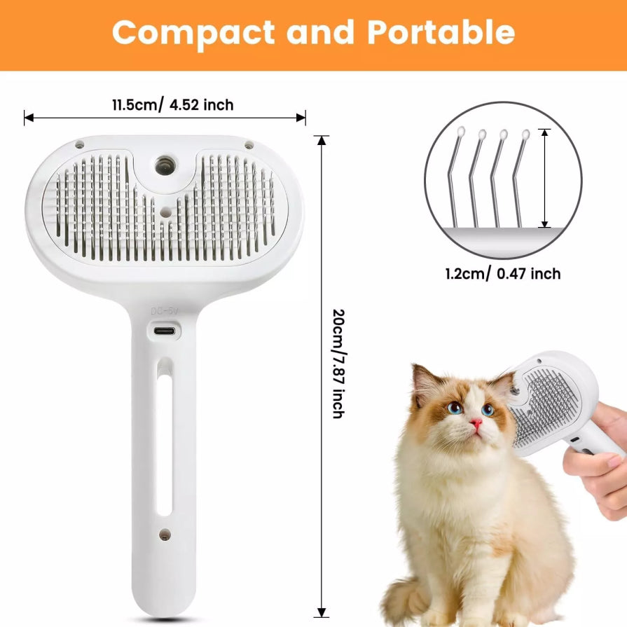 3In1 Pet Steam Brush Dog Hair Brush Cat Hair Brush Electric Steam Spray
