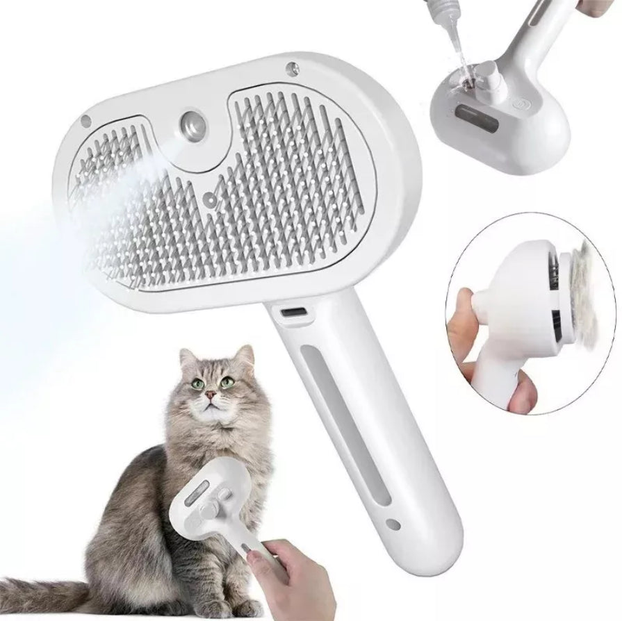 3In1 Pet Steam Brush Dog Hair Brush Cat Hair Brush Electric Steam Spray