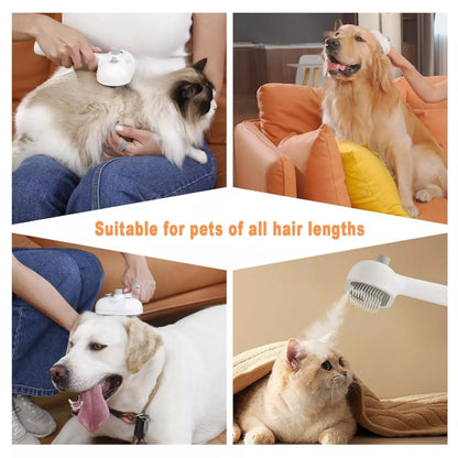 3In1 Pet Steam Brush Dog Hair Brush Cat Hair Brush Electric Steam Spray
