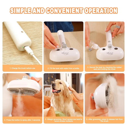 3In1 Pet Steam Brush Dog Hair Brush Cat Hair Brush Electric Steam Spray