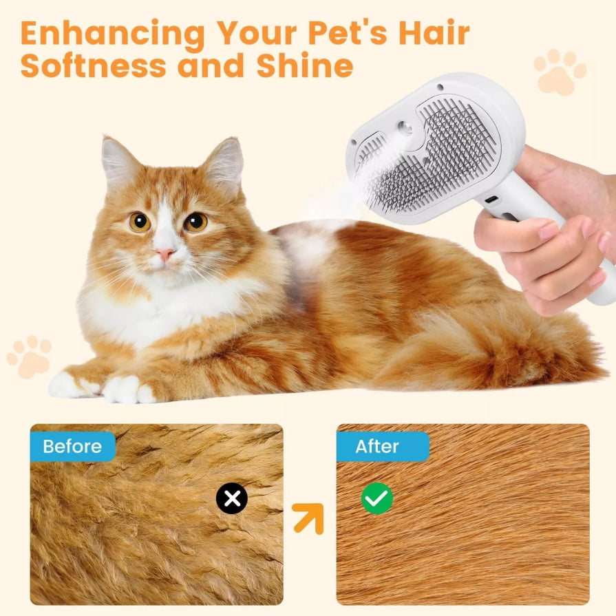 3In1 Pet Steam Brush Dog Hair Brush Cat Hair Brush Electric Steam Spray